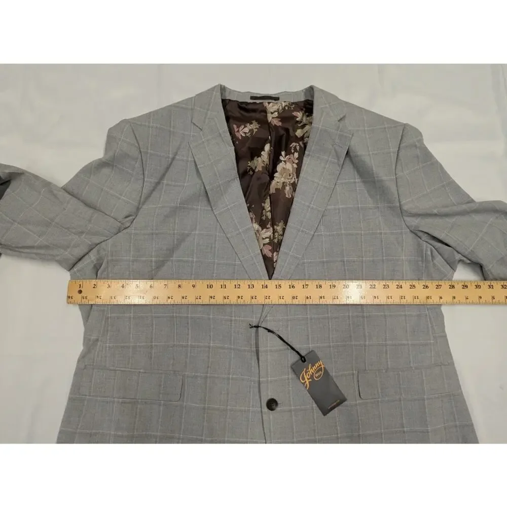 Johnny Bigg Jacket Mens 54 Grey Checkered Pattern Sports Blazer NEW